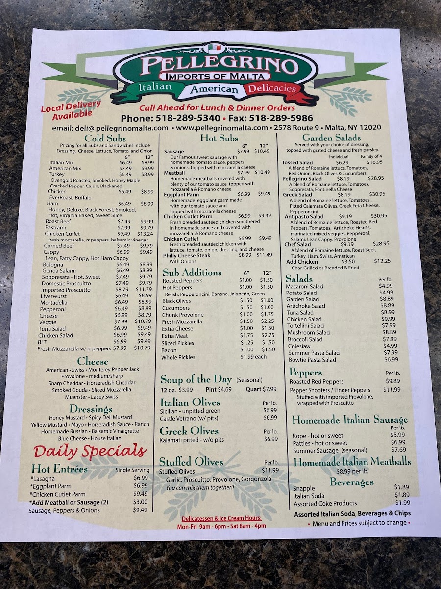 Menu Pellegrino Imports Of Malta-1