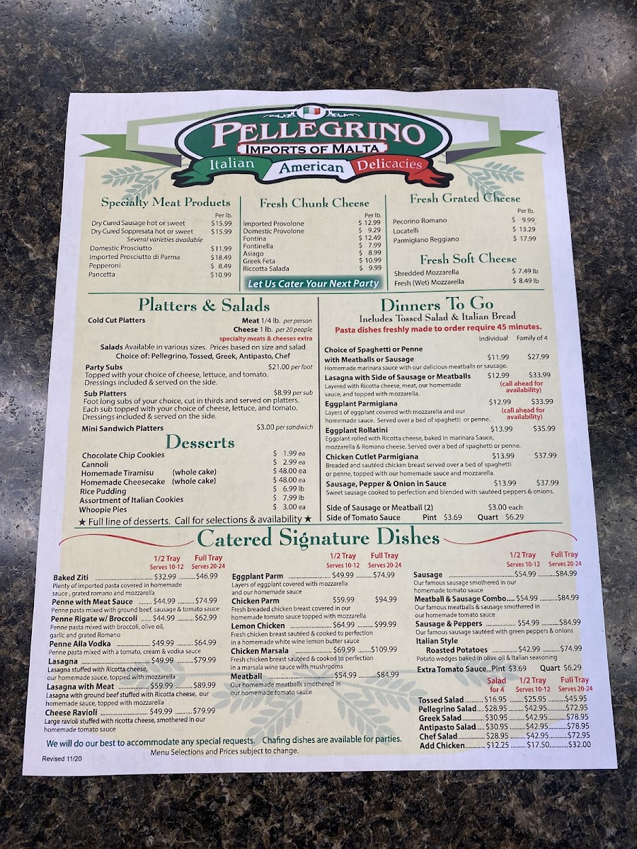 Menu Pellegrino Imports Of Malta-2